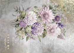 PFY-12814 - Tela Encuadernar Decorada 70x50cm. (La Vie En Fleurs Dahlias IV) - pack 6 ud.