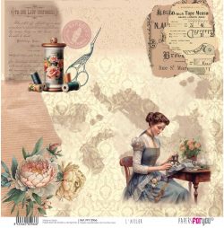 PFY-12966 - Papel Scrap doble cara 180gr 12"x12" (L´Atelier)- pack 12 ud.