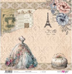 PFY-12968 - Papel Scrap doble cara 180gr 12"x12" (L´Atelier)- pack 12 ud.