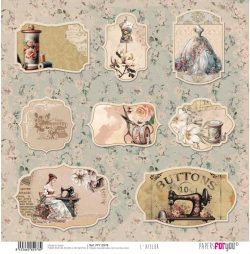 PFY-12978 - Papel Scrap doble cara 180gr 12"x12" (L´Atelier)- pack 12 ud.