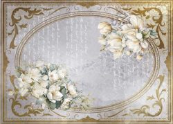 PFY-13092 - Tela Encuadernar Decorada 70x50cm. (La Petite Vie En Fleurs Magnolias II) - pack 6 ud.