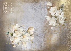 PFY-13093 - Tela Encuadernar Decorada 70x50cm. (La Petite Vie En Fleurs Magnolias III) - pack 6 ud.