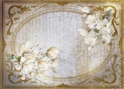 PFY-13094 - Tela Encuadernar Decorada 70x50cm. (La Petite Vie En Fleurs Magnolias IV) - pack 6 ud.