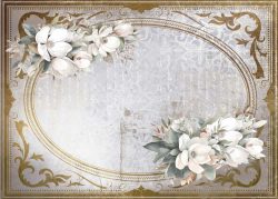 PFY-13096 - Tela Encuadernar Decorada 70x50cm. (La Petite Vie En Fleurs Magnolias VI) - pack 6 ud.