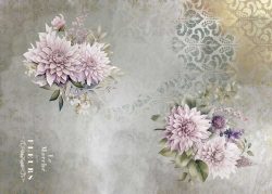 PFY-13124 - Tela Encuadernar Decorada 70x50cm. (La Petite Vie En Fleurs Dahlias I) - pack 6 ud.
