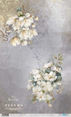 PFY-12882 - Papel Arroz 54x33 cm 25-30 gr. (La Petite Vie En Fleurs Magnolias I) - pack 6 ud.