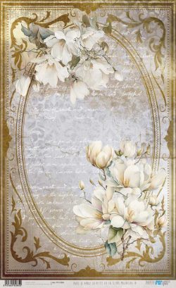 PFY-12885 - Papel Arroz 54x33 cm 25-30 gr. (La Petite Vie En Fleurs Magnolias IV) - pack 6 ud.