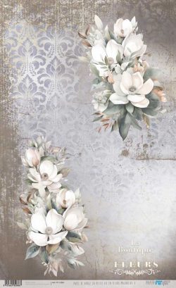 PFY-12886 - Papel Arroz 54x33 cm 25-30 gr. (La Petite Vie En Fleurs Magnolias V) - pack 6 ud.