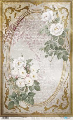 PFY-12889 - Papel Arroz 54x33 cm 25-30 gr. (La Petite Vie En Fleurs Roses II) - pack 6 ud.