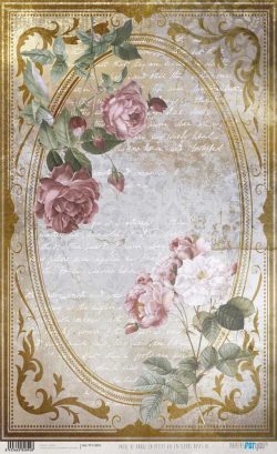 PFY-12892 - Papel Arroz 54x33 cm 25-30 gr. (La Petite Vie En Fleurs Roses IV) - pack 6 ud.