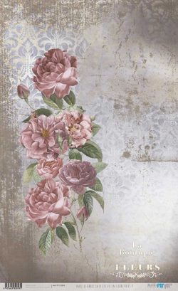 PFY-12893 - Papel Arroz 54x33 cm 25-30 gr. (La Petite Vie En Fleurs Roses V) - pack 6 ud.