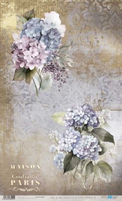 PFY-13004 - Papel Arroz 54x33 cm 25-30 gr. (La Petite Vie En Fleurs Hydrangeas III) - pack 6 ud.