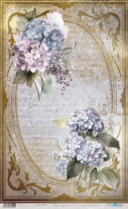 PFY-13005 - Papel Arroz 54x33 cm 25-30 gr. (La Petite Vie En Fleurs Hydrangeas IV) - pack 6 ud.