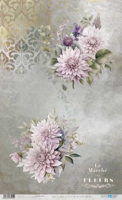 PFY-13015 - Papel Arroz 54x33 cm 25-30 gr. (La Petite Vie En Fleurs Dahlias I) - pack 6 ud.