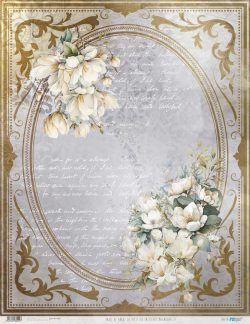 PFY-13029 - Papel Arroz 54x70 cm 25-30 gr. (La Petite Vie En Fleurs Magnolias II) - pack 6 ud.