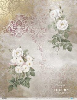 PFY-13035 - Papel Arroz 54x70 cm 25-30 gr. (La Petite Vie En Fleurs Roses I) - pack 6 ud.