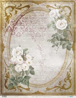 PFY-13036 - Papel Arroz 54x70 cm 25-30 gr. (La Petite Vie En Fleurs Roses II) - pack 6 ud.