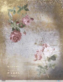 PFY-13037 - Papel Arroz 54x70 cm 25-30 gr. (La Petite Vie En Fleurs Roses III) - pack 6 ud.