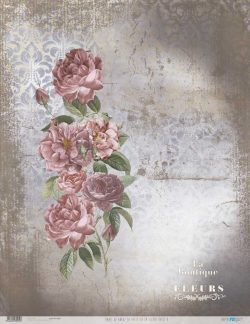 PFY-13039 - Papel Arroz 54x70 cm 25-30 gr. (La Petite Vie En Fleurs Roses V) - pack 6 ud.