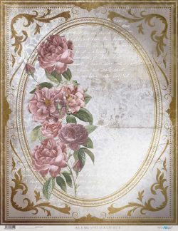 PFY-13041 - Papel Arroz 54x70 cm 25-30 gr. (La Petite Vie En Fleurs Roses VI) - pack 6 ud.