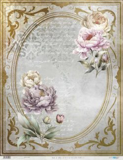 PFY-13043 - Papel Arroz 54x70 cm 25-30 gr. (La Petite Vie En Fleurs Peonies II) - pack 6 ud.