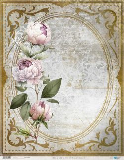 PFY-13045 - Papel Arroz 54x70 cm 25-30 gr. (La Petite Vie En Fleurs Peonies IV) - pack 6 ud.