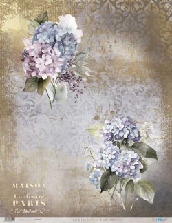 PFY-13051 - Papel Arroz 54x70 cm 25-30 gr. (La Petite Vie En Fleurs Hydrangeas III) - pack 6 ud.