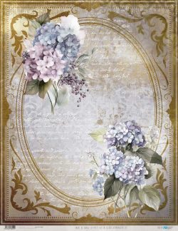 PFY-13052 - Papel Arroz 54x70 cm 25-30 gr. (La Petite Vie En Fleurs Hydrangeas IV) - pack 6 ud.