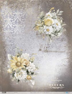 PFY-13059 - Papel Arroz 54x70 cm 25-30 gr. (La Petite Vie En Fleurs Daisies V) - pack 6 ud.