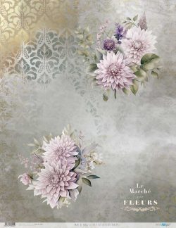 PFY-13062 - Papel Arroz 54x70 cm 25-30 gr. (La Petite Vie En Fleurs Dahlias I) - pack 6 ud.