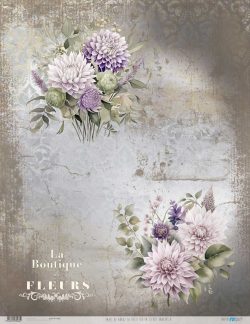PFY-13066 - Papel Arroz 54x70 cm 25-30 gr. (La Petite Vie En Fleurs Dahlias V) - pack 6 ud.
