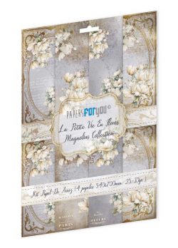 PFY-13083 - Colección de 4 Papeles Arroz 54x70 cm 25-30 gr. (Magnolias) - pack 4 ud.