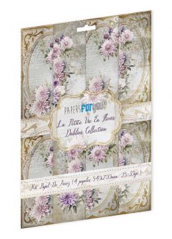 PFY-13088 - Colección de 4 Papeles Arroz 54x70 cm 25-30 gr. (Dahlias) - pack 4 ud.