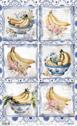 PFY-13769 - Papel Arroz 54x33 cm 25-30 gr. (Bananas III)- pack 6 ud.