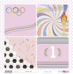 PFY-13883 - Papel Scrap doble cara 180gr 12"x12" (Olympic Games Niña Rubia)- pack 12 ud.