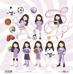 PFY-13894 - Papel Scrap doble cara 180gr 12"x12" (Olympic Games Niña Morena)- pack 12 ud.