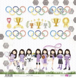 PFY-13895 - Papel Scrap doble cara 180gr 12"x12" (Olympic Games Niña Morena)- pack 12 ud.