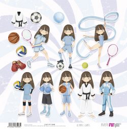 PFY-13908 - Papel Scrap doble cara 180gr 12"x12" (Olympic Games Niña Castaña)- pack 12 ud.