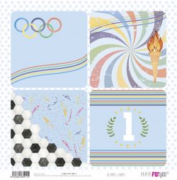 PFY-13912 - Papel Scrap doble cara 180gr 12"x12" (Olympic Games Niña Castaña)- pack 12 ud.
