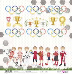 PFY-13924 - Papel Scrap doble cara 180gr 12"x12" (Olympic Games Niño Rubio)- pack 12 ud.
