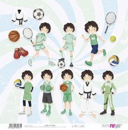 PFY-13937 - Papel Scrap doble cara 180gr 12"x12" (Olympic Games Niño Moreno)- pack 12 ud.