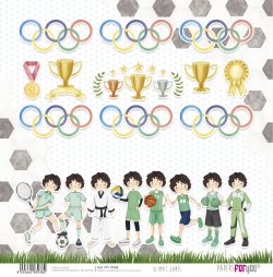 PFY-13938 - Papel Scrap doble cara 180gr 12"x12" (Olympic Games Niño Moreno)- pack 12 ud.