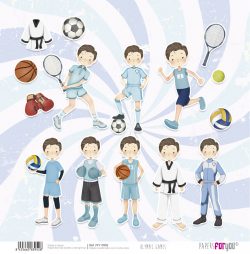 PFY-13952 - Papel Scrap doble cara 180gr 12"x12" (Olympic Games Niño Castaño)- pack 12 ud.