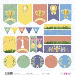 PFY-13954 - Papel Scrap doble cara 180gr 12"x12" (Olympic Games Niño Castaño)- pack 12 ud.