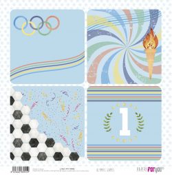 PFY-13955 - Papel Scrap doble cara 180gr 12"x12" (Olympic Games Niño Castaño)- pack 12 ud.