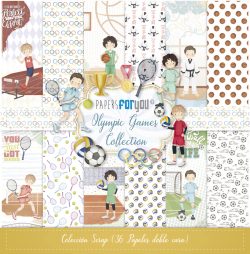 PFY-13957 - Colección 36 Papeles Scrap doble cara 180gr 12''x12'' (Olympic Games Niños)- pack 3 ud.