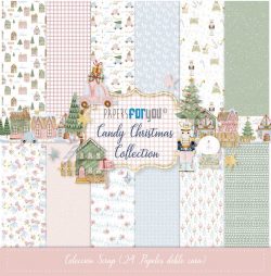 PFY-13822 - Colección 24 Papeles Scrap doble cara 180gr 8"x 8" (Candy Christmas)- pack 3 ud.