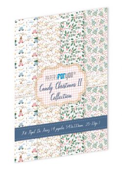 PFY-13849 - Colección de 4 Papeles Arroz 54x33 cm 25-30 gr. (Candy Christmas II)- pack 4 ud.