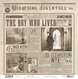 PFY-14336 - Papel Scrap doble cara 180gr 12"x12" (Wizarding Adventure III)- pack 12 ud.