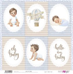 PFY-14448 - Papel Scrap doble cara 180gr 12"x12" (Sweet Baby Boy)- pack 12 ud.